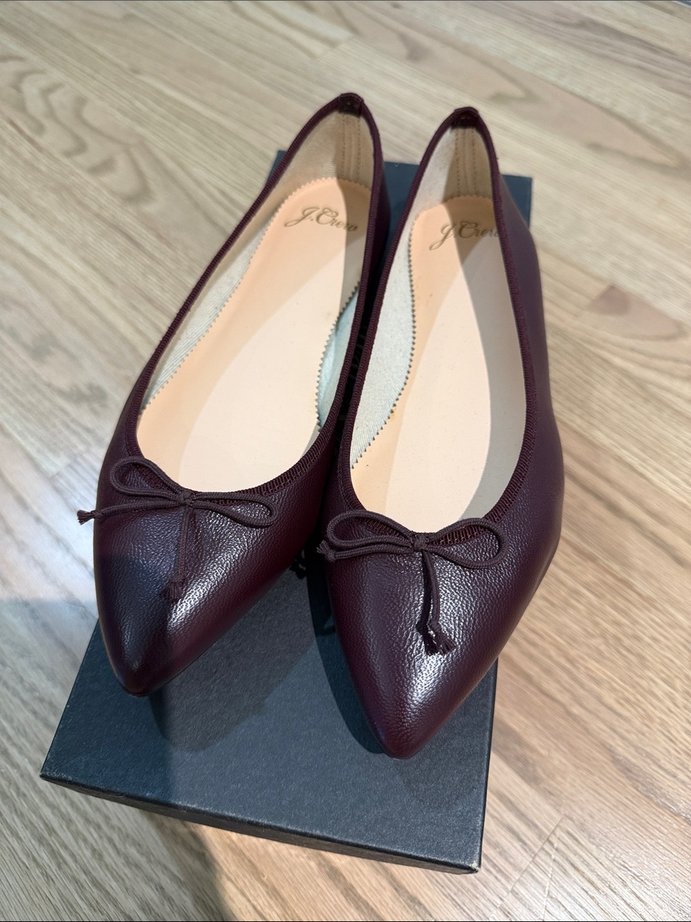 NEW J. Crew Gemma Ballet Flat in Deep Burgundy, size 6